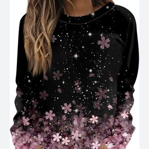 Floral Black and Pink Long Sleeve Shirt